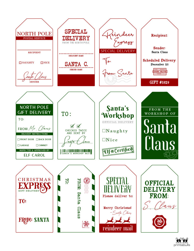 Santa Gift Tags - 80 Free Printable Tags &amp;amp; Labels | Printabulls intended for Free Printable Santa Gift Tags