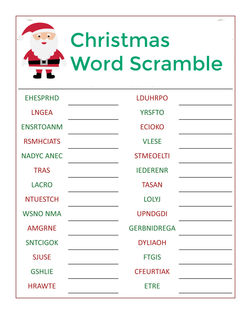 Santa&amp;#039;S Christmas Word Scramble Activity Page - Mama Likes This in Free Printable Christmas Word Games for Adults