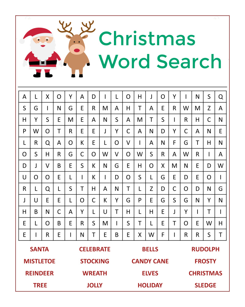 Santa&amp;#039;S Christmas Word Search Activity Page - Mama Likes This inside Free Printable Christmas Word Search Pages