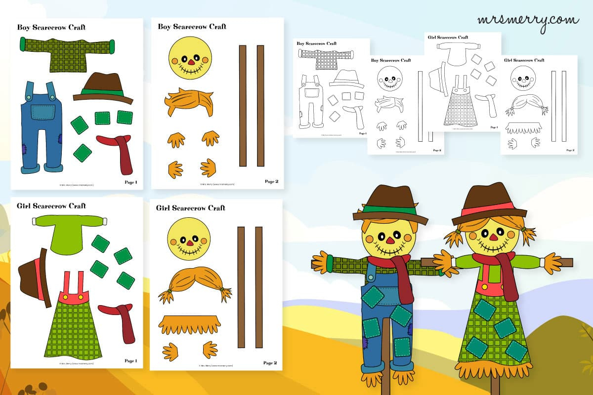 Scarecrow Template | Cut And Paste Printable Craft | Mrs. Merry in Free Scarecrow Template Printable