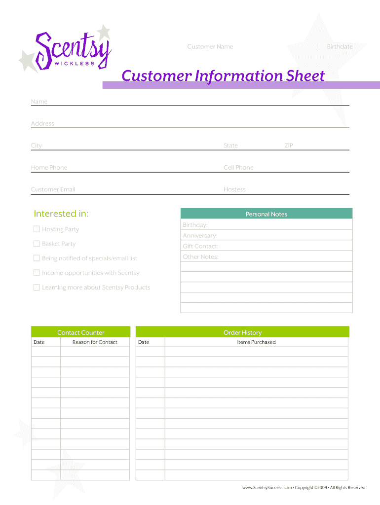 Scentsy Printables - Fill Online, Printable, Fillable, Blank throughout Free Printable Scentsy Order Forms