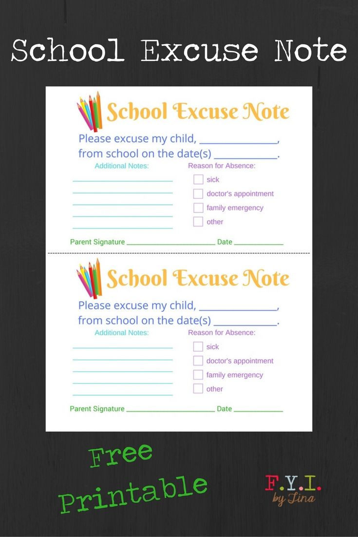 School Excuse Note - Free Printable | Doctors Note Template throughout Free Printable School Notes