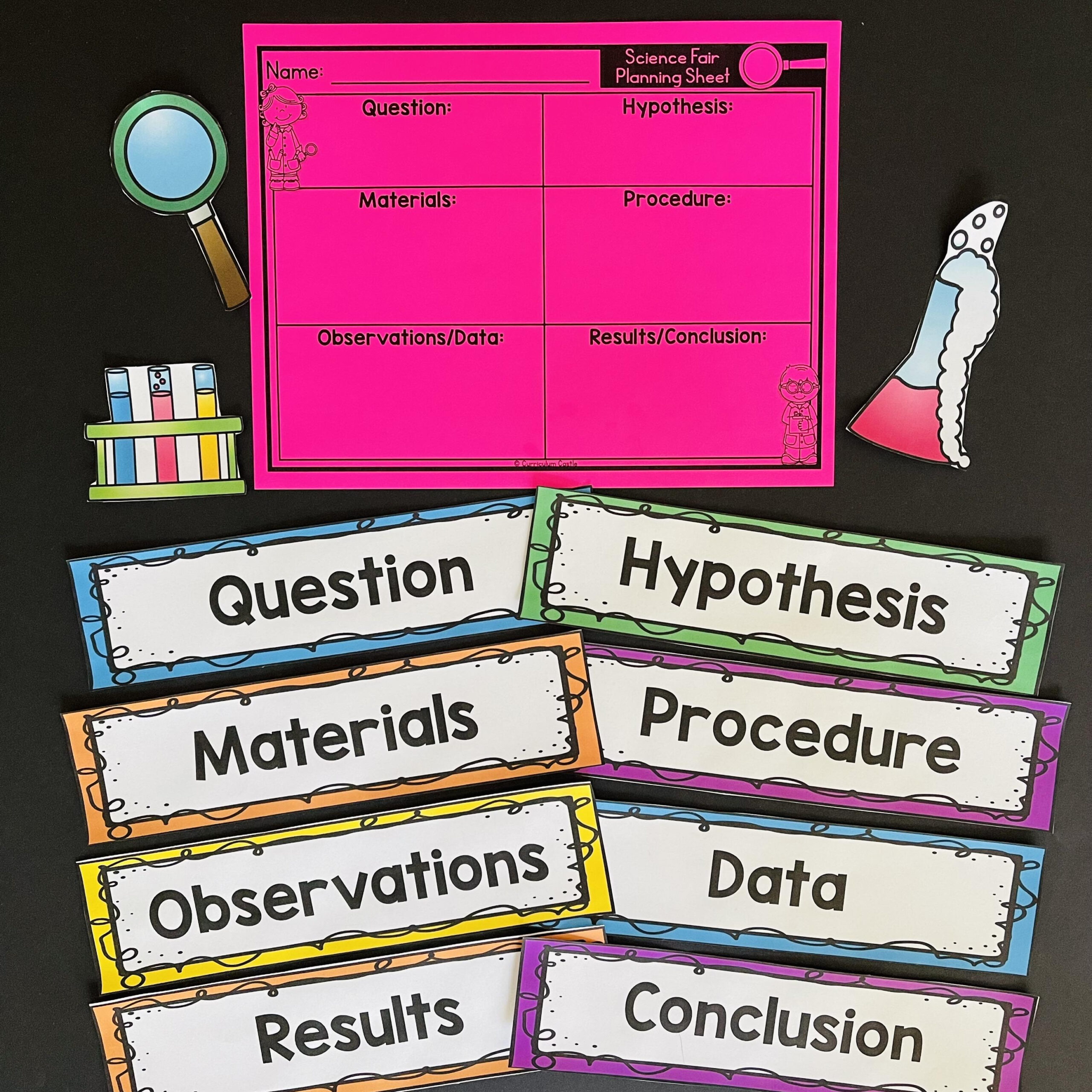 Science Fair Project Labels {Free} - Curriculum Castle throughout Free Printable Science Fair Project Board Labels