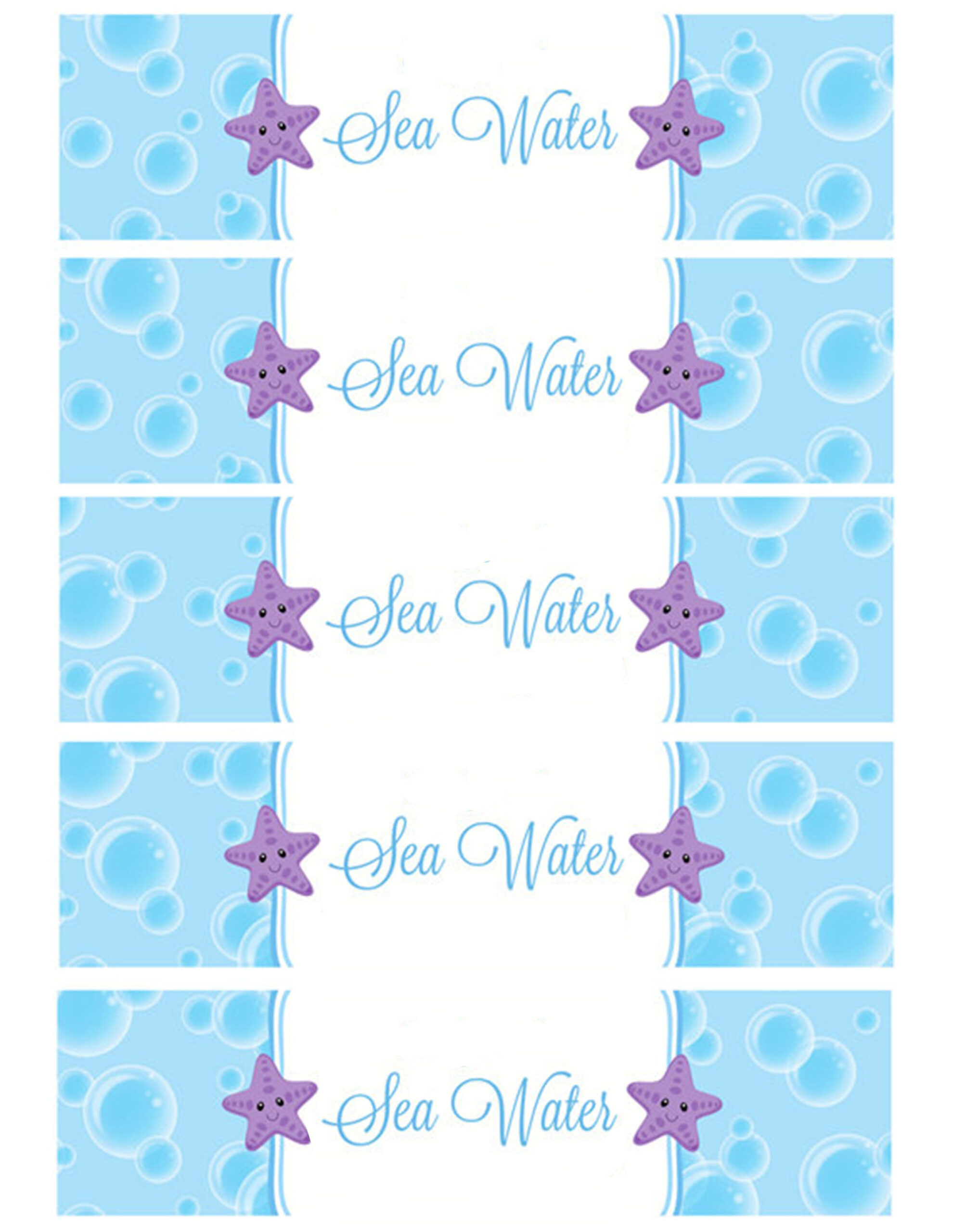 Sea Water Water Bottle Labels | Water Bottle Labels Birthday with regard to Free Printable Little Mermaid Water Bottle Labels