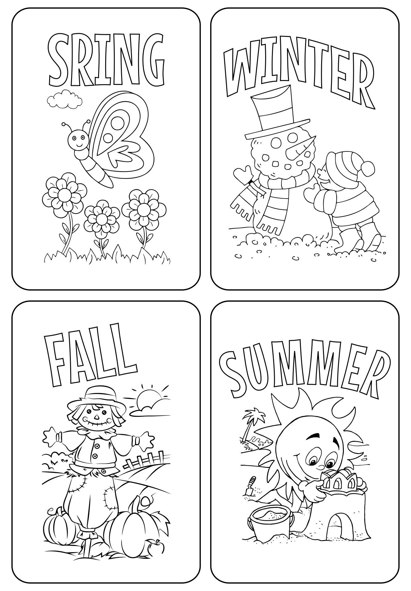 Seasons Preschool Coloring Pages | Printablee with Free Printable Pictures of the Four Seasons