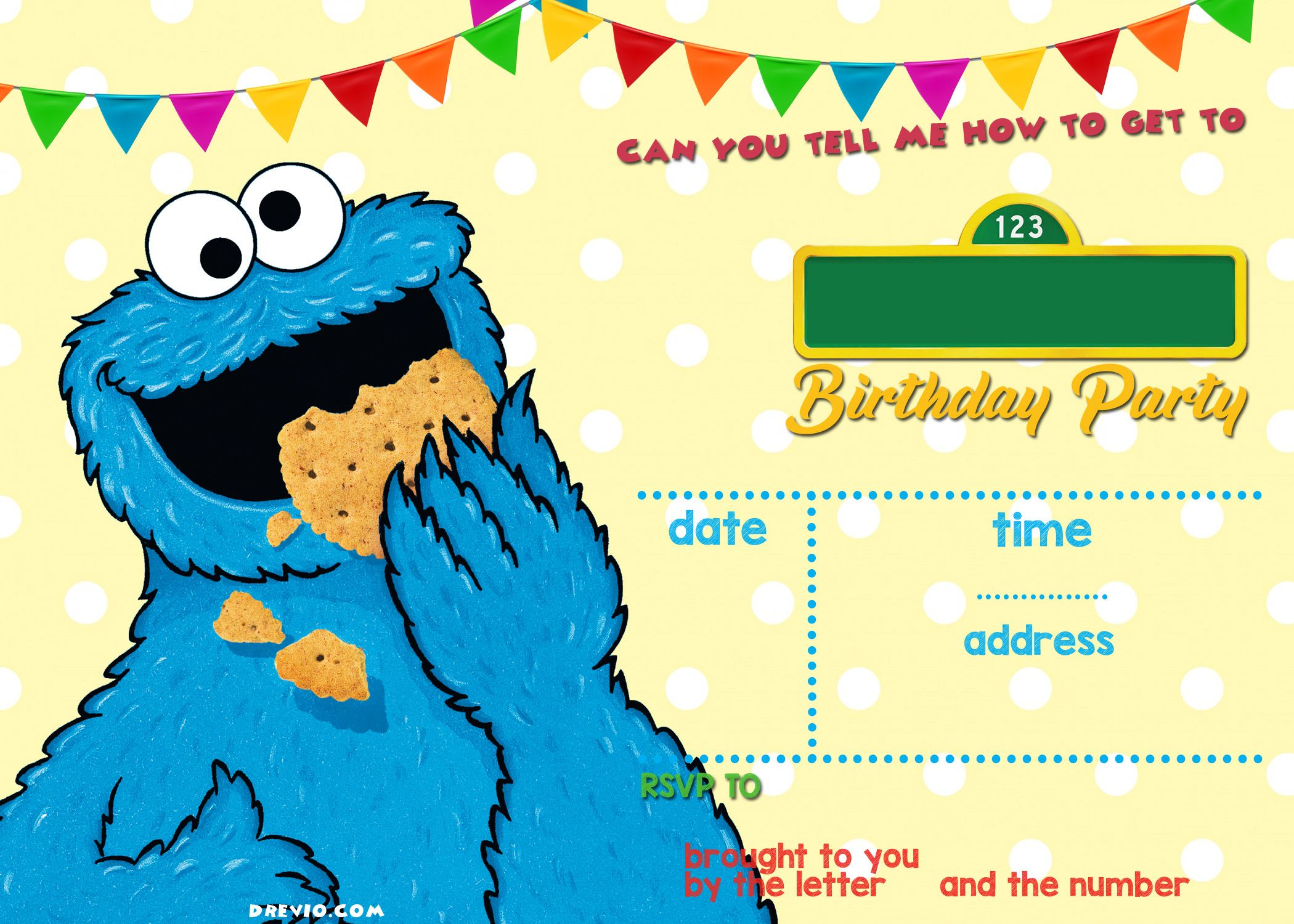 Sesame Street Birthday Invitations Online | Monster Birthday within Free Printable Cookie Monster Birthday Invitations