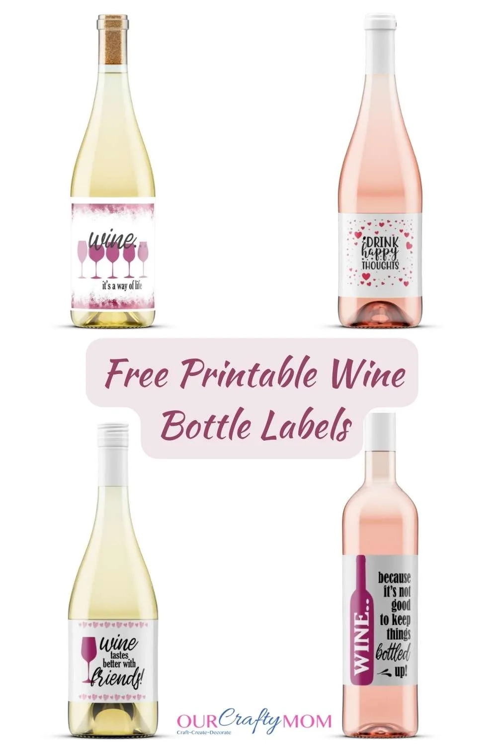 Set Of 5 Free Printable Wine Labels To Customize Any Bottle Size! within Free Printable Wine Labels With Photo