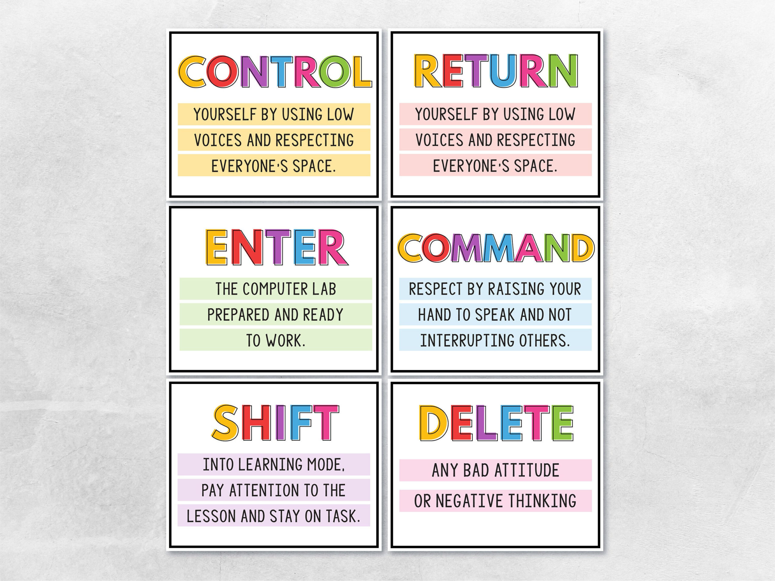 Set Of 6 Computer Lab Poster Set, Classroom Decor, Computers Class for Free Printable Computer Lab Posters