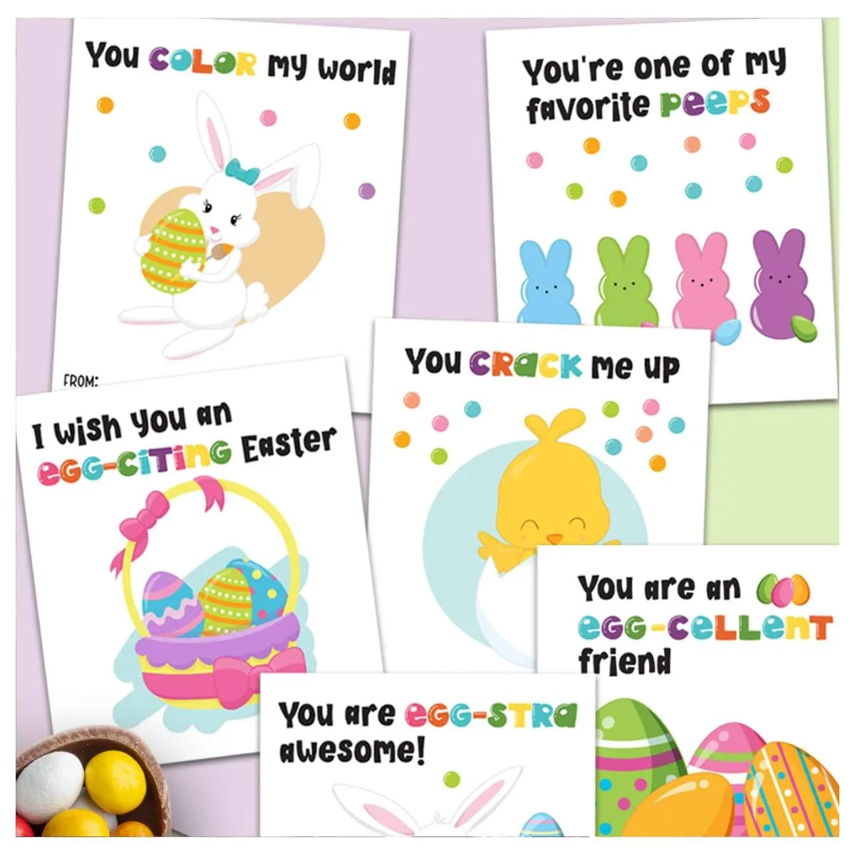 Set Of 6 Free Printable Easter Cards For Kids inside Free Printable Easter Cards