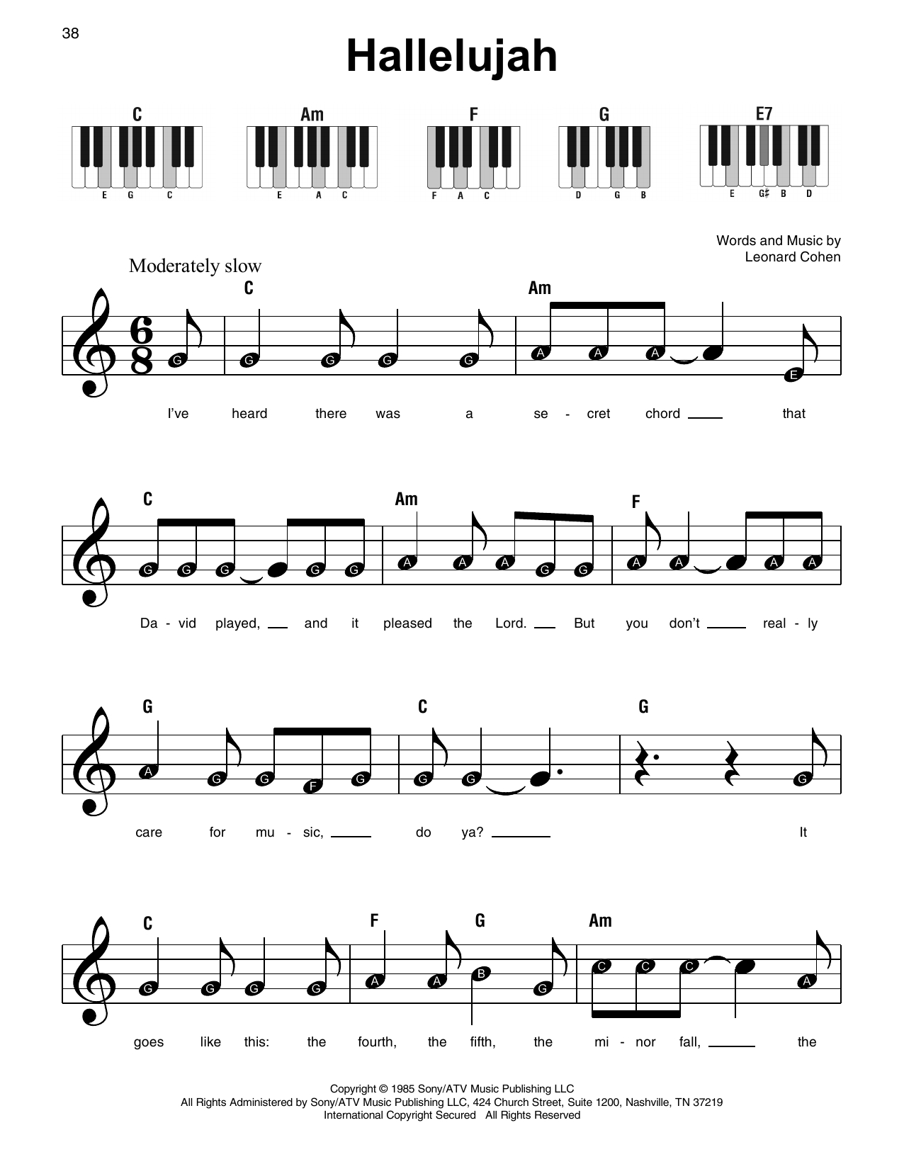 Sheet Music For Christmas Hallelujah within Free Printable Piano Sheet Music for Hallelujah By Leonard Cohen