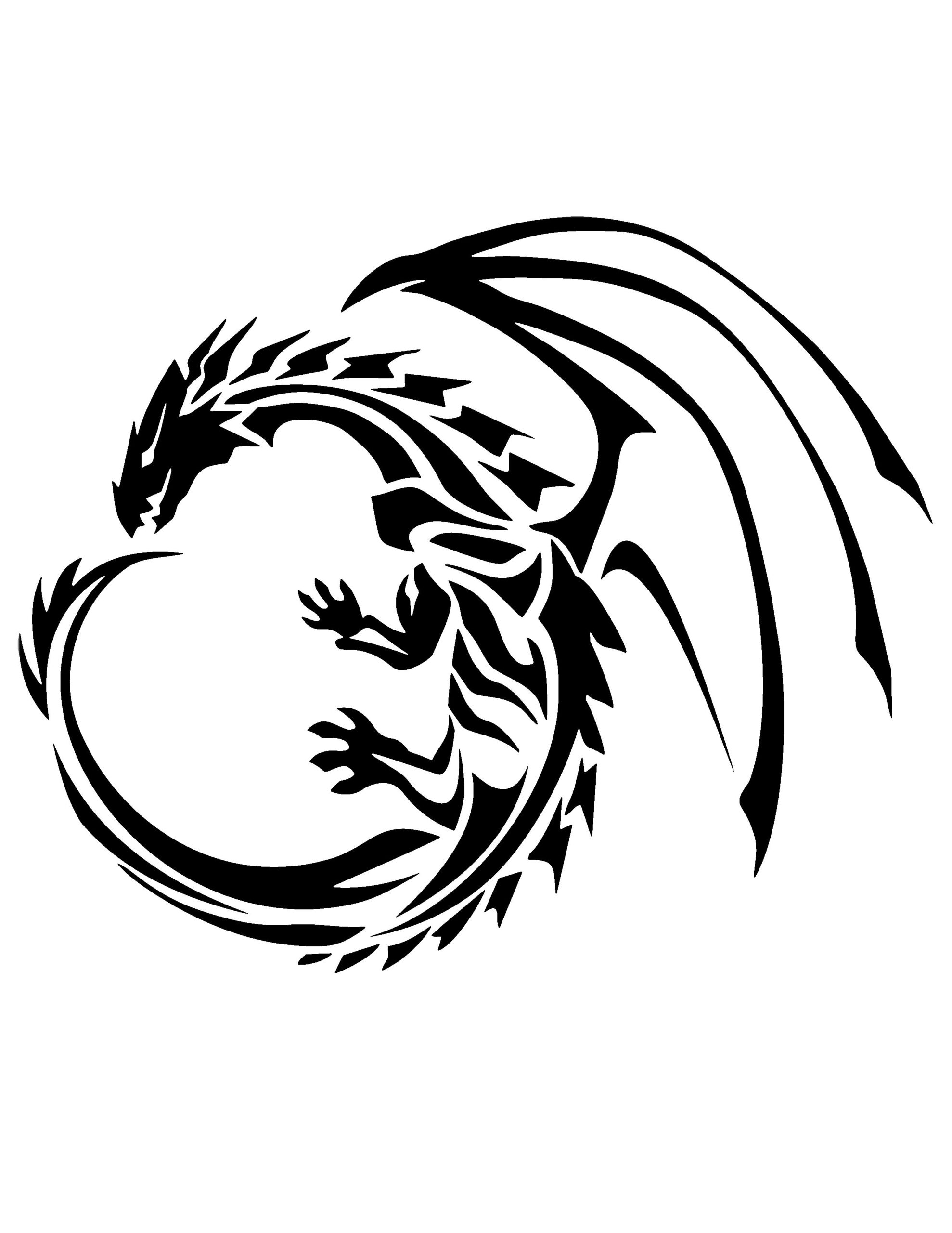 Simple Dragon Tattoo Stencil within Free Printable Dragon Stencils