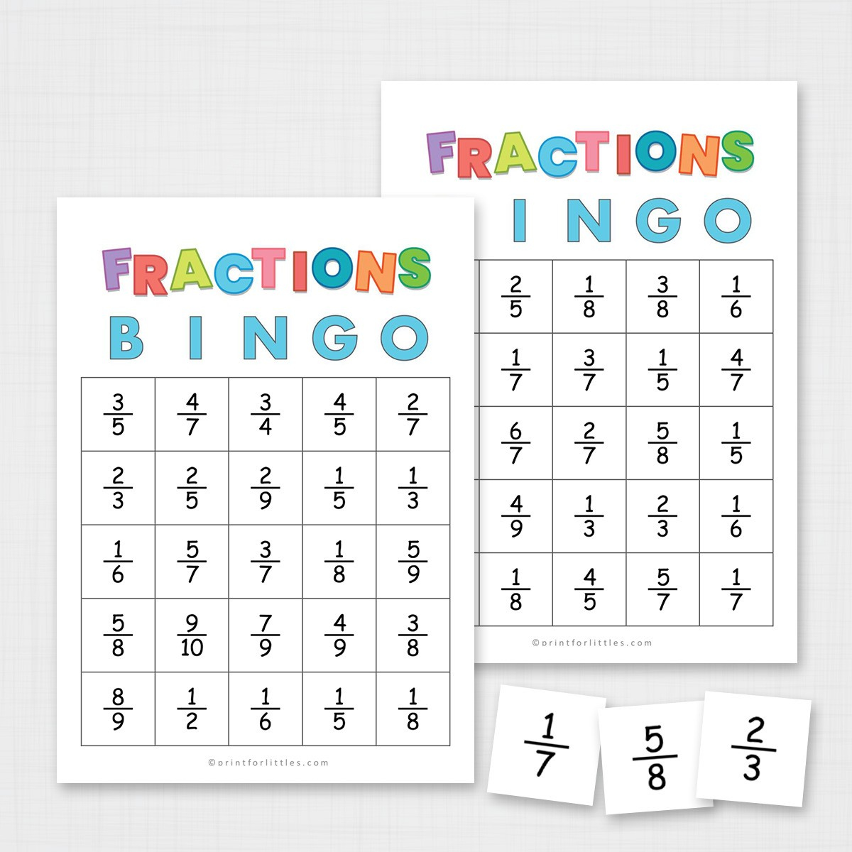 Simplifying Fractions Bingo Printable | Math Games For Kids for Fraction Bingo Cards Printable Free