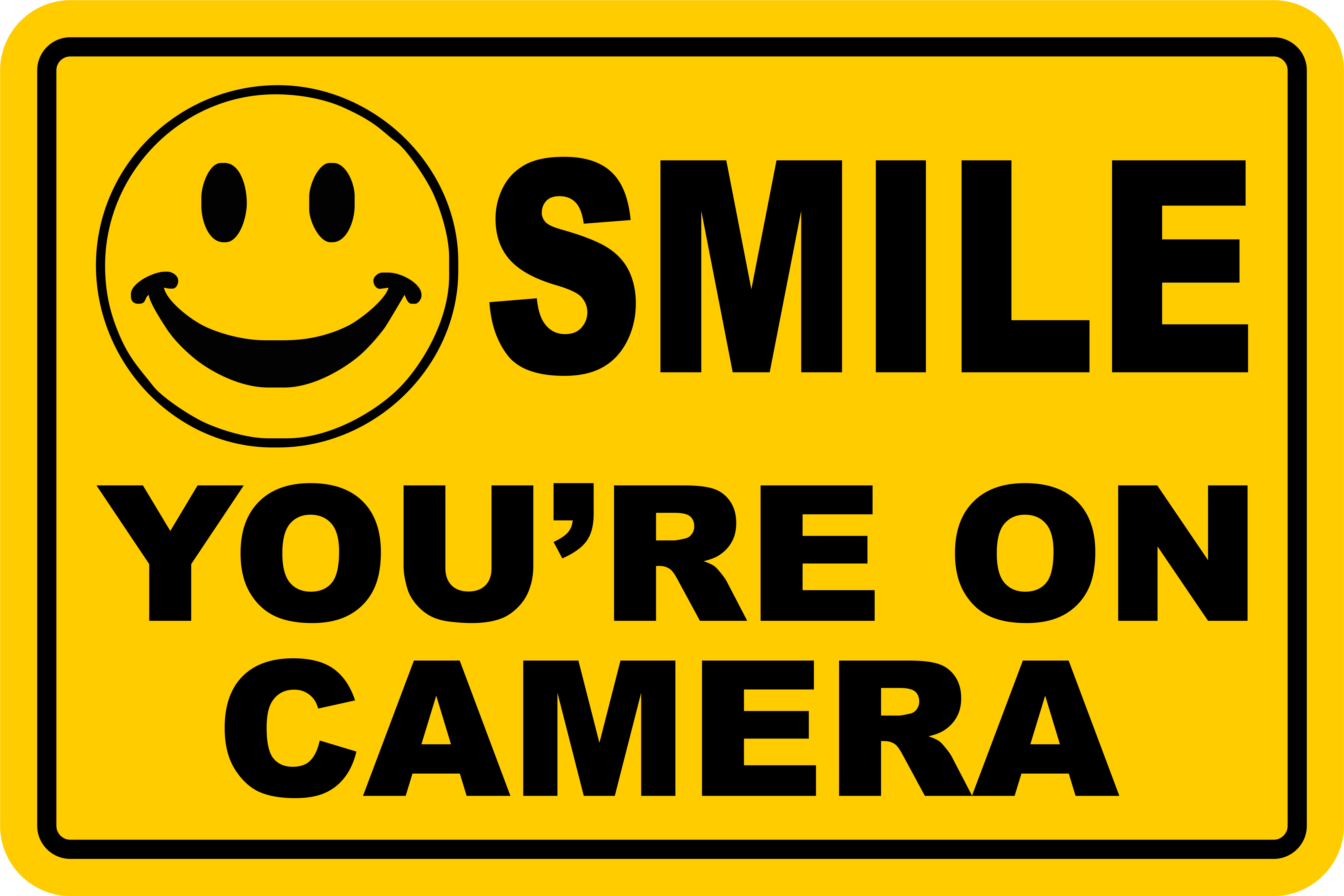 Smile You&amp;#039;Re On Camera Yellow Business Security Sign Cctv Video for Free Printable Smile Your on Camera Sign