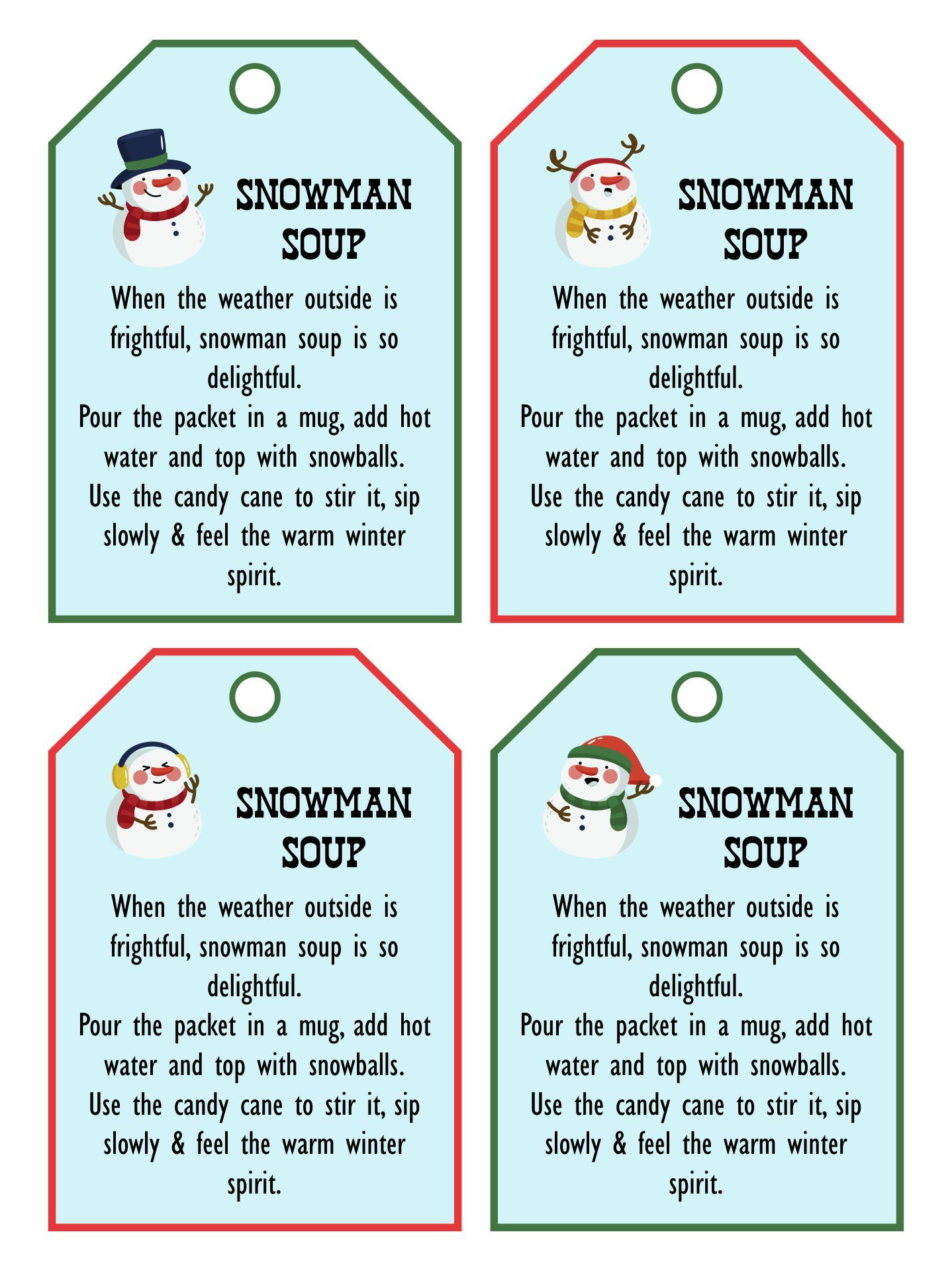 Snowman Soup Labels - 10 Free Pdf Printables | Printablee with Snowman Soup Free Printable