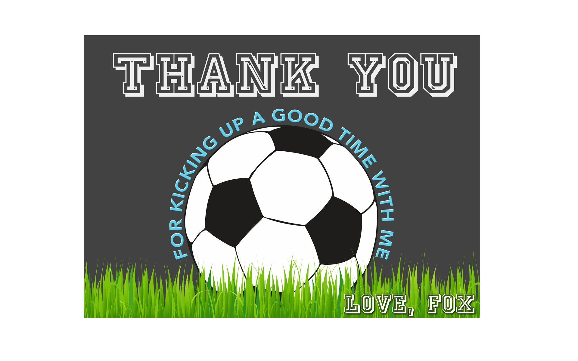 Soccer Thank You Card, Soccer Birthday, Soccer Ball Thank You in Free Printable Soccer Thank You Cards