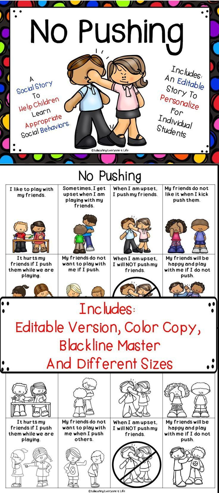 Social Story No Pushing | Social Stories, Teaching Social Skills within Free Printable Social Skills Stories For Children