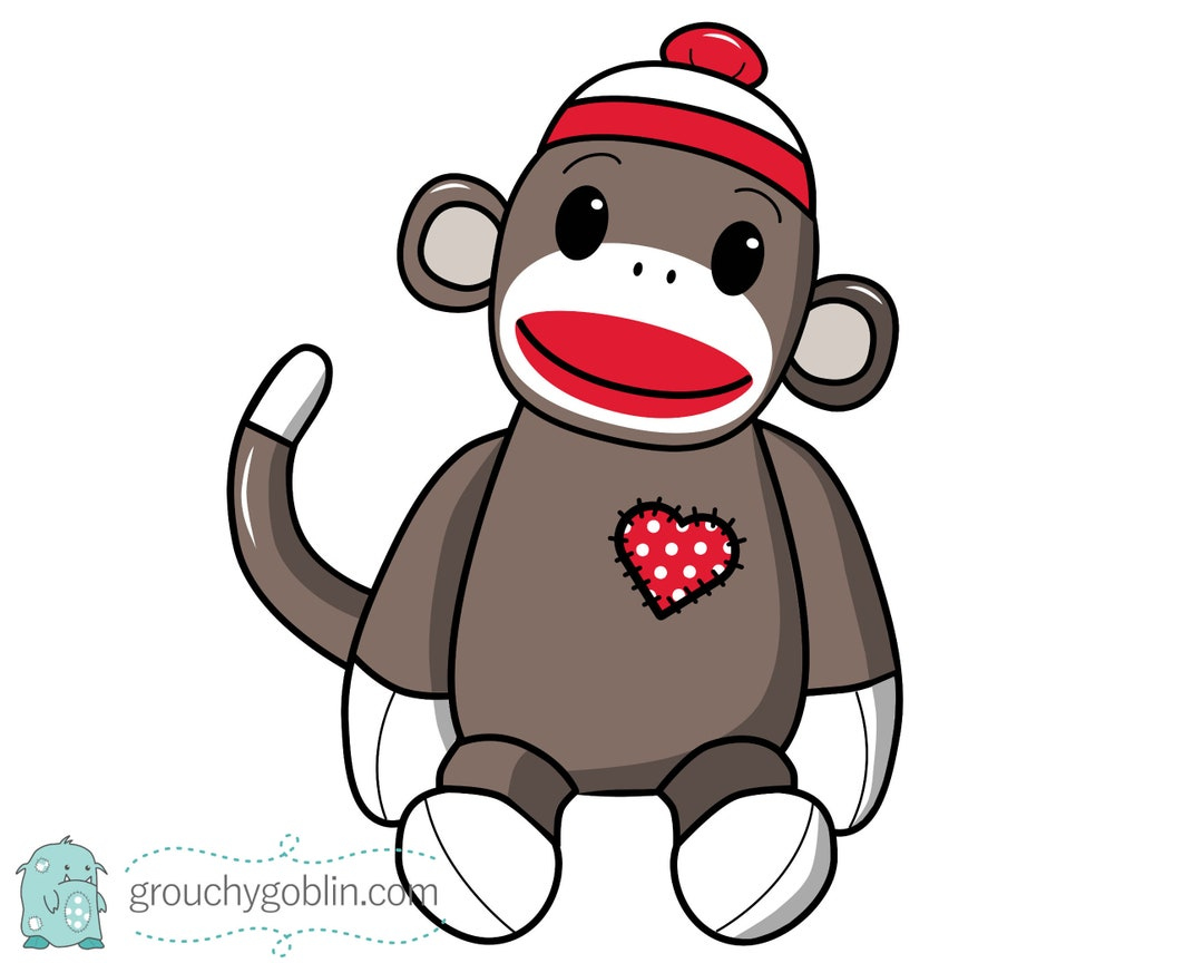 Sock Monkey Door Hanger Printable Template Downloadable File inside Free Printable Sock Monkey Clip Art