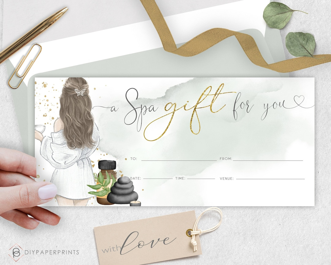 Spa Day Gift Voucher Certificate Template, Diy Gift Certificate, Editable Massage Gift Voucher, Printable Gift, Coupon Marketing Certificate - Etsy.de for Free Printable Massage Gift Certificate Templates