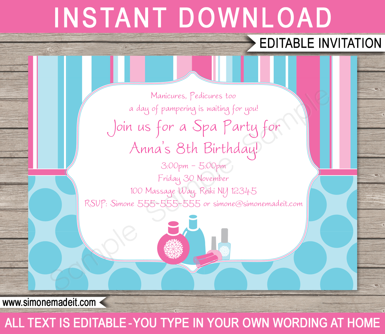 Spa Party Invitations Template with regard to Free Printable Spa Party Invitations Templates