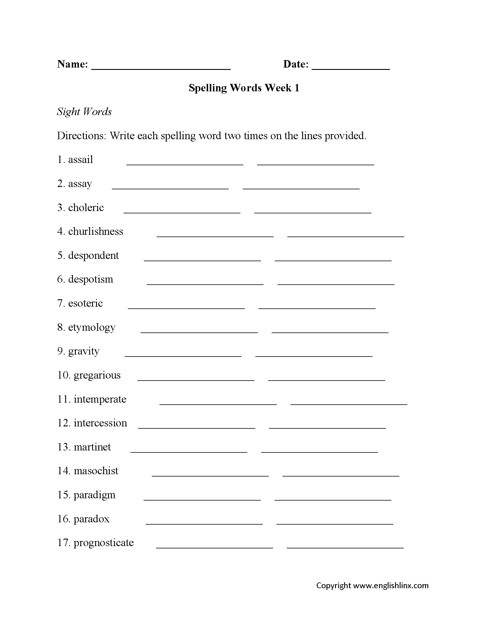 Spelling Worksheets | High School Spelling Worksheets intended for 7Th Grade Spelling Worksheets Free Printable