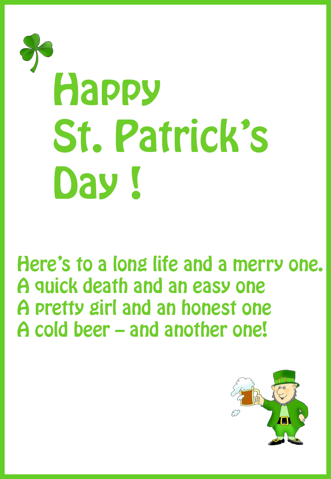 St. Patrick Day Cards – Free Printable Greeting Cards inside Free Printable St Patrick&amp;amp;#039;s Day Greeting Cards