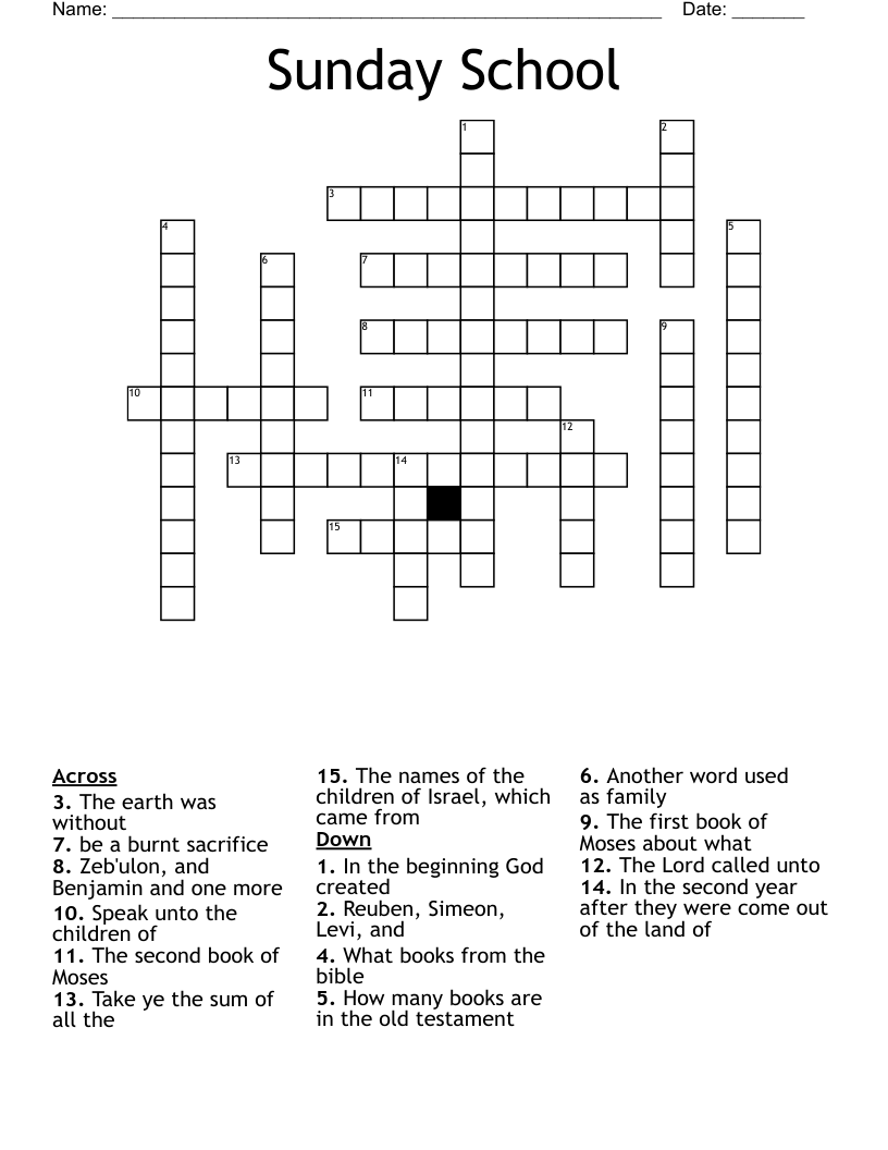 Sunday School Crossword - Wordmint pertaining to Free Printable Sunday School Crossword Puzzles