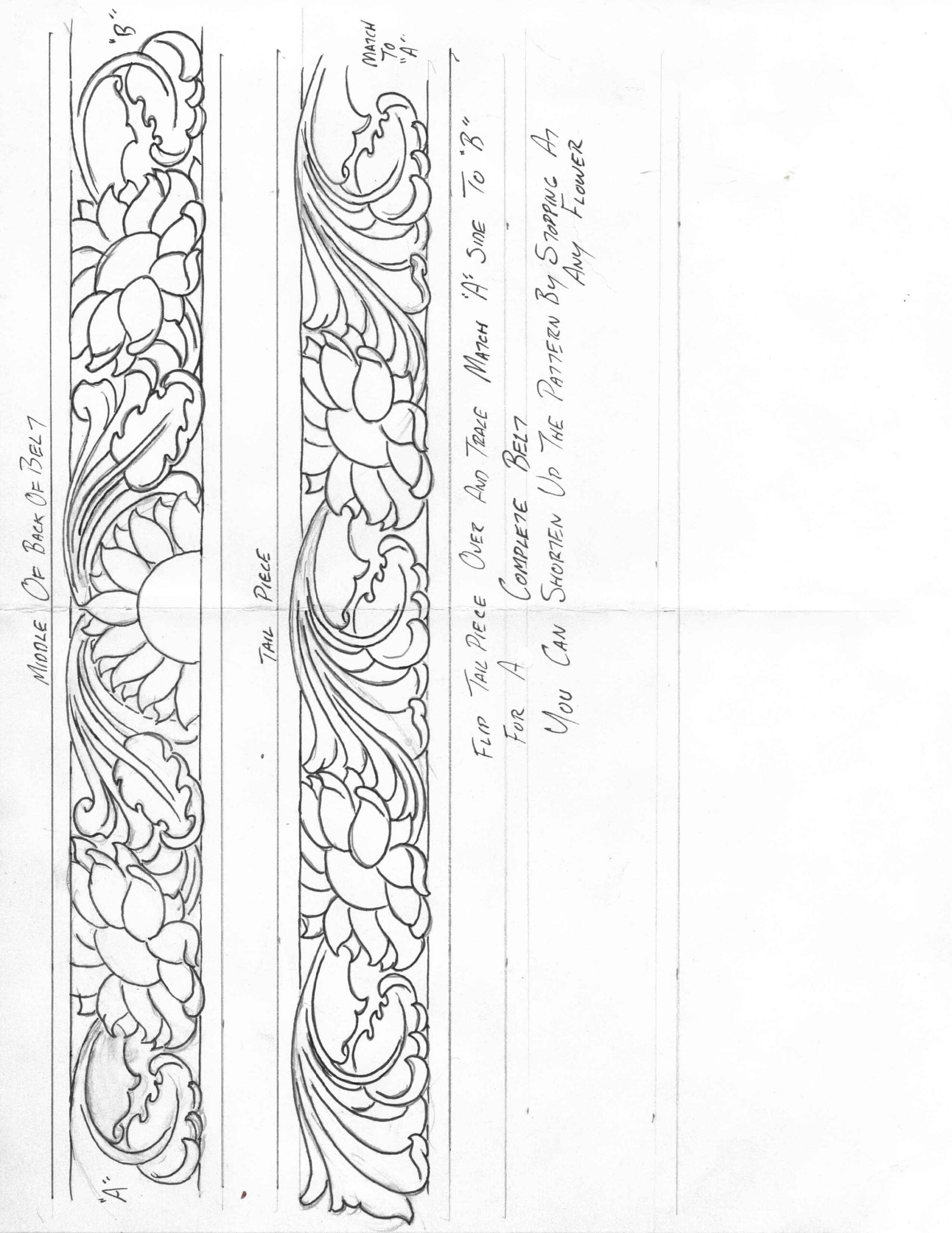 Sunflower Belt Pattern - Etsy inside Free Printable Leather Belt Tooling Patterns
