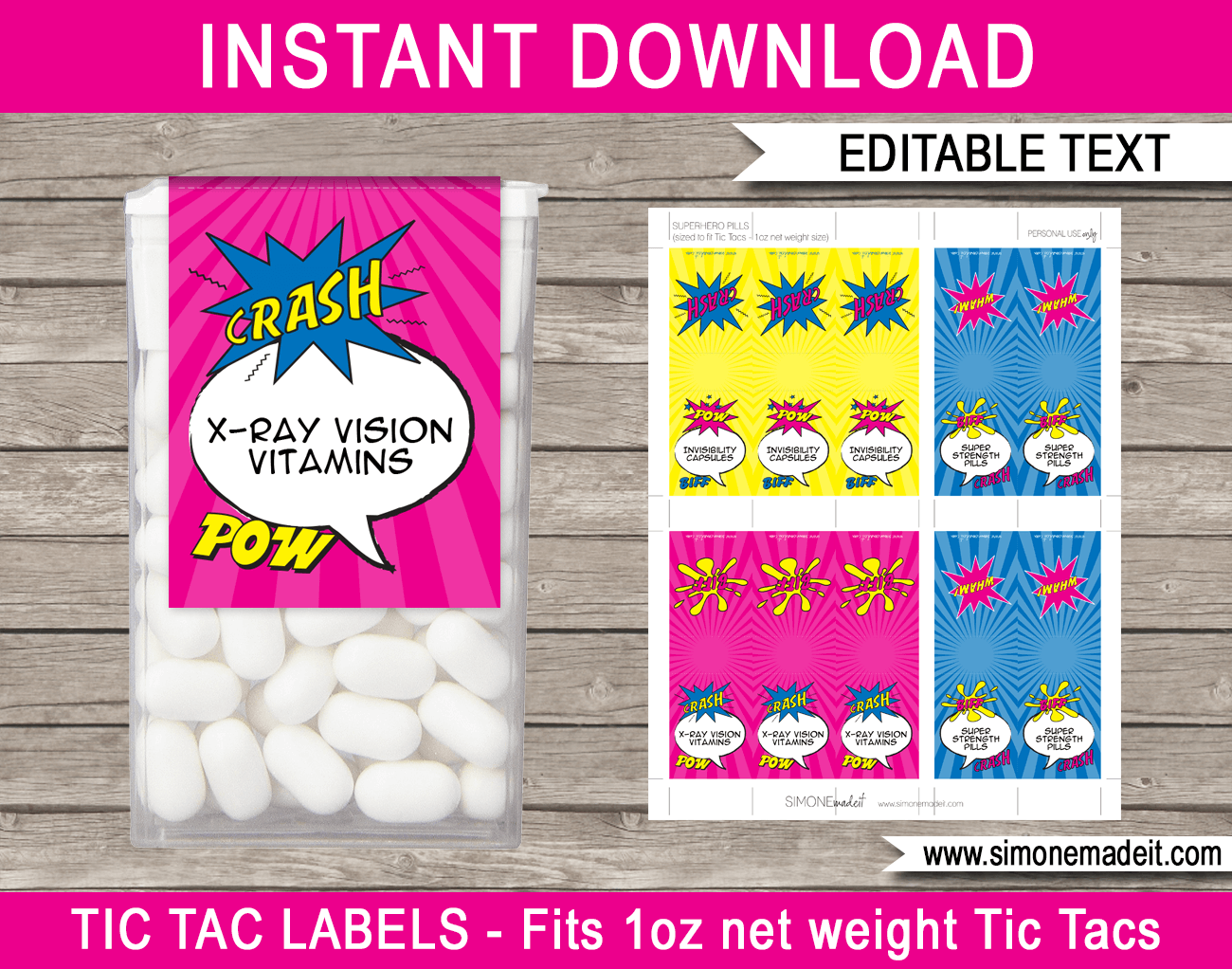 Supergirl Tic Tac Labels - Pink regarding Free Printable Tic Tac Labels