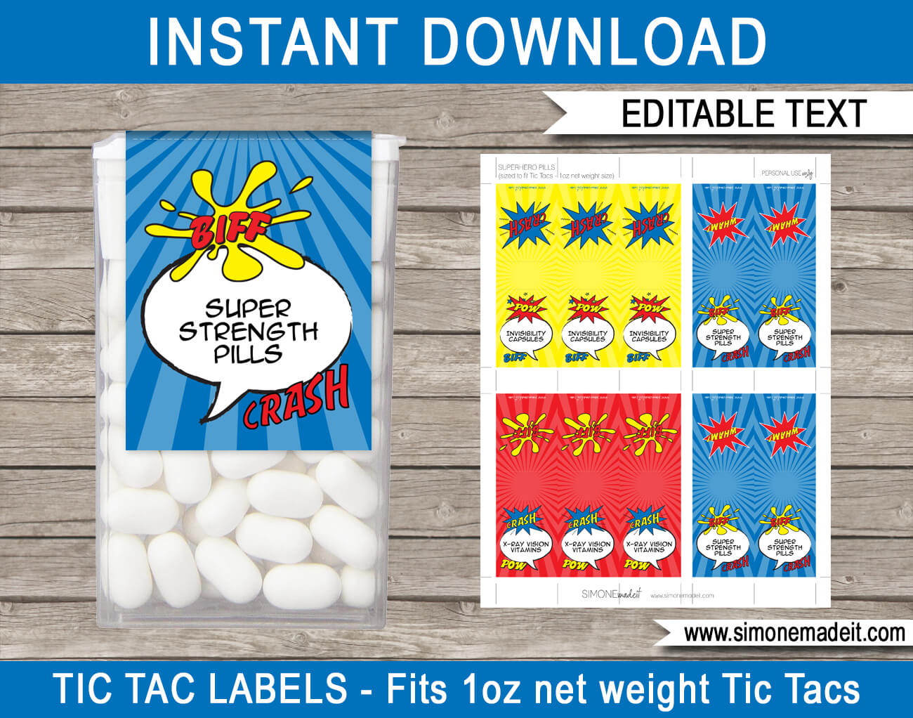 Superhero Tic Tac Labels inside Free Printable Tic Tac Labels