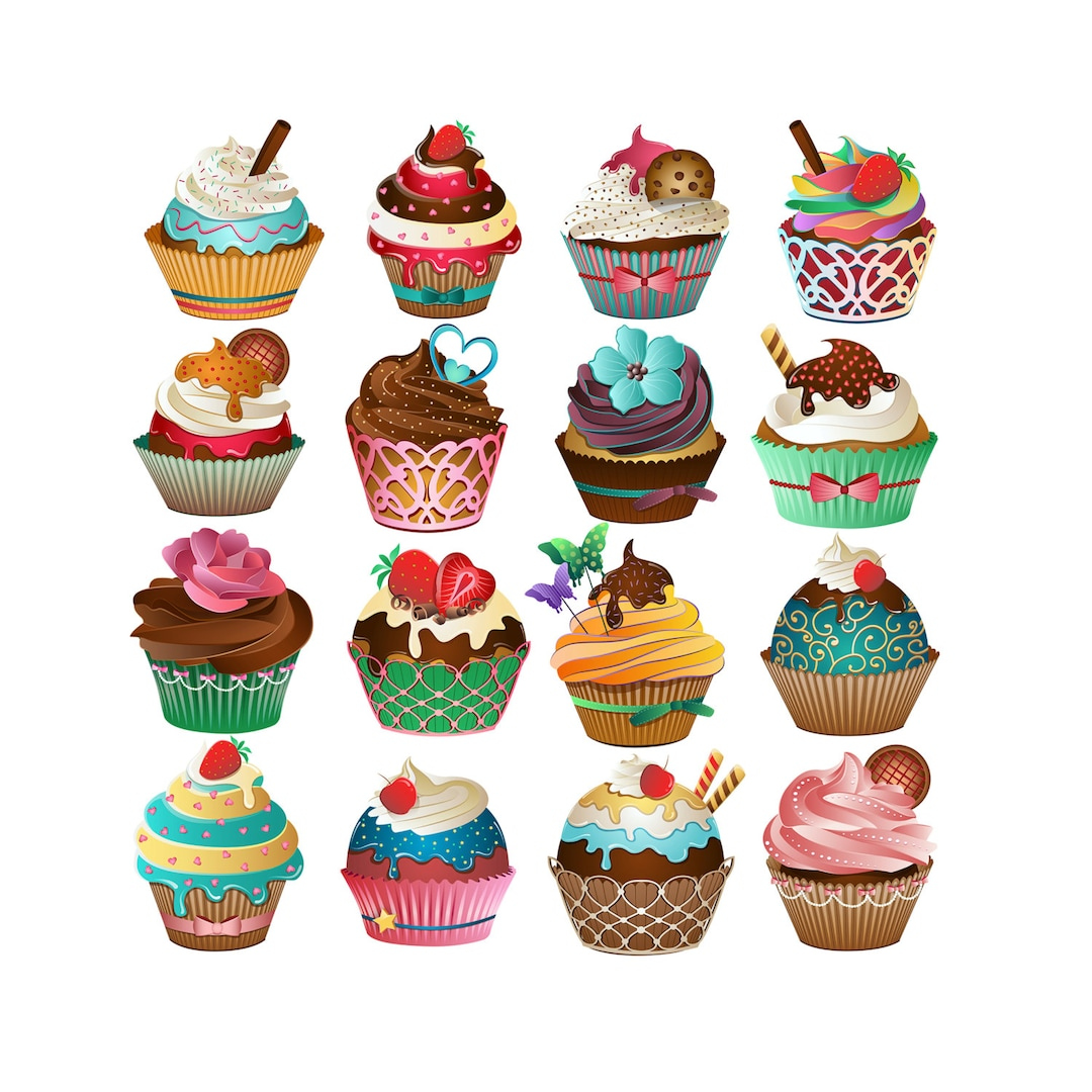 Süße Cupcake Clipart Set Mit 16 Png, Jpg Und Vektor-Cupcakes - Etsy.de pertaining to Free Printable Cupcake Clipart