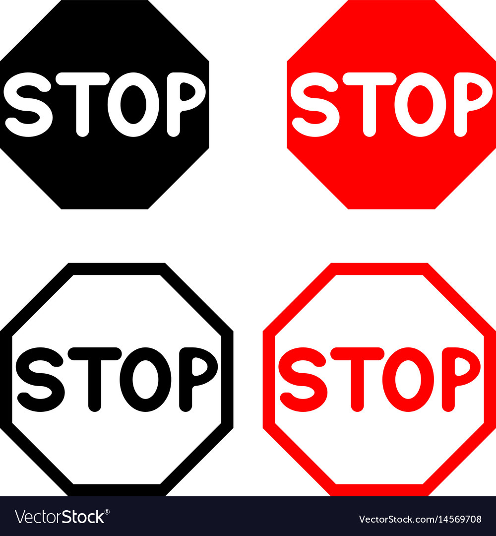 Symbol Stop Black And Red Color Royalty Free Vector Image for Free Printable Stop Sign To Color