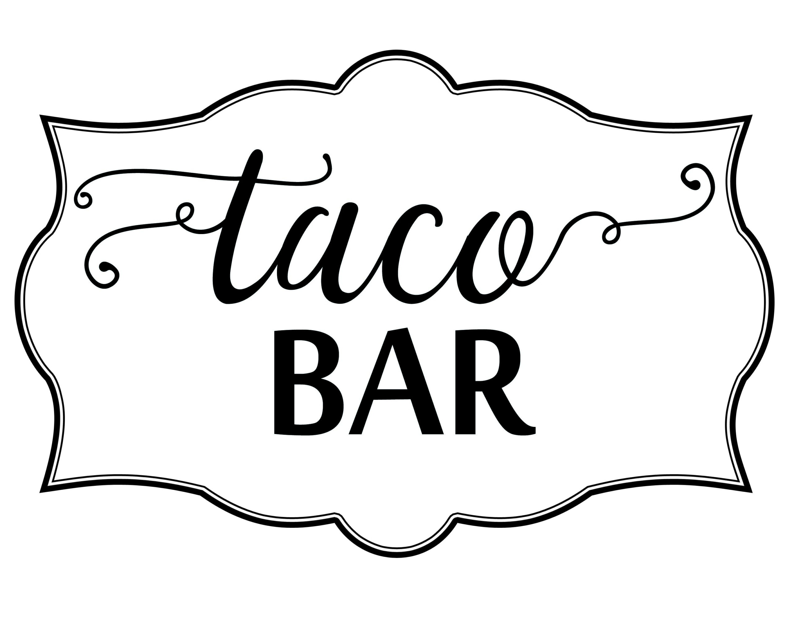 Taco Bar Sign | Raspberry Swirls inside Free Printable Taco Bar Signs