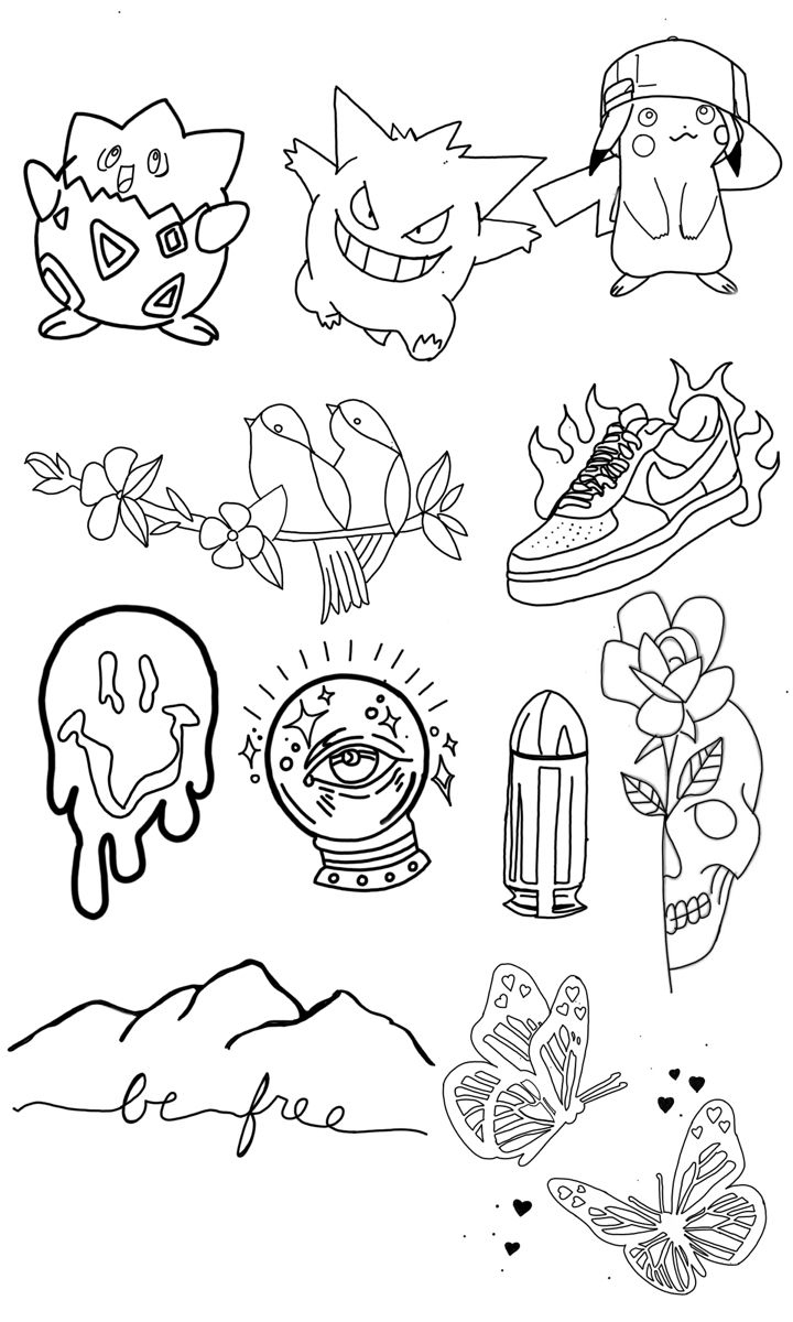 Tattoo Flash Sheet Stencil | Tattoo Design Book, Pokemon Tattoo for Free Printable Tattoo Flash