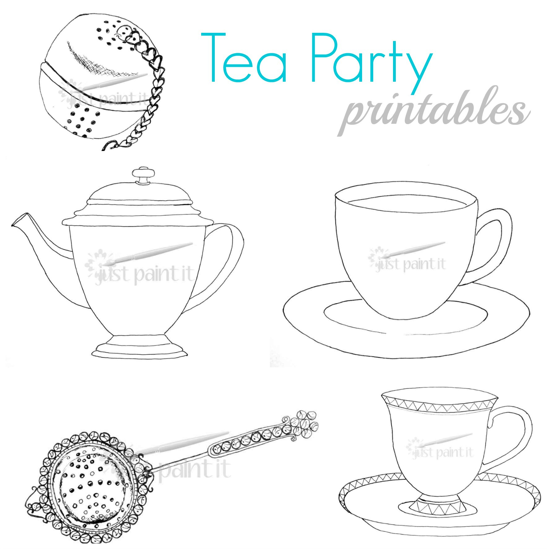 Tea Party Printables in Free Printable Tea Cup Coloring Pages