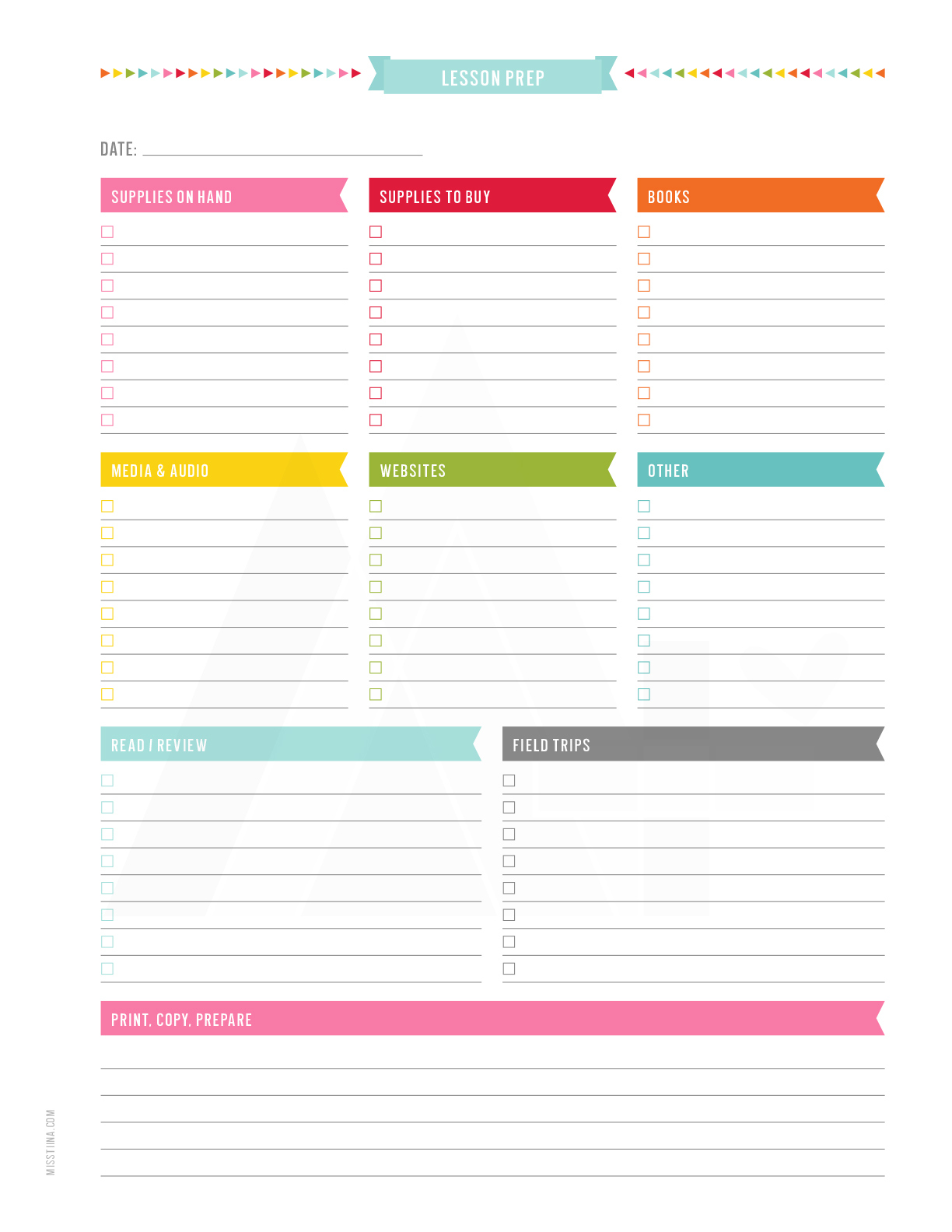 Teacher Planner • Miss Tiina for Free Printable Teacher Planner Pages