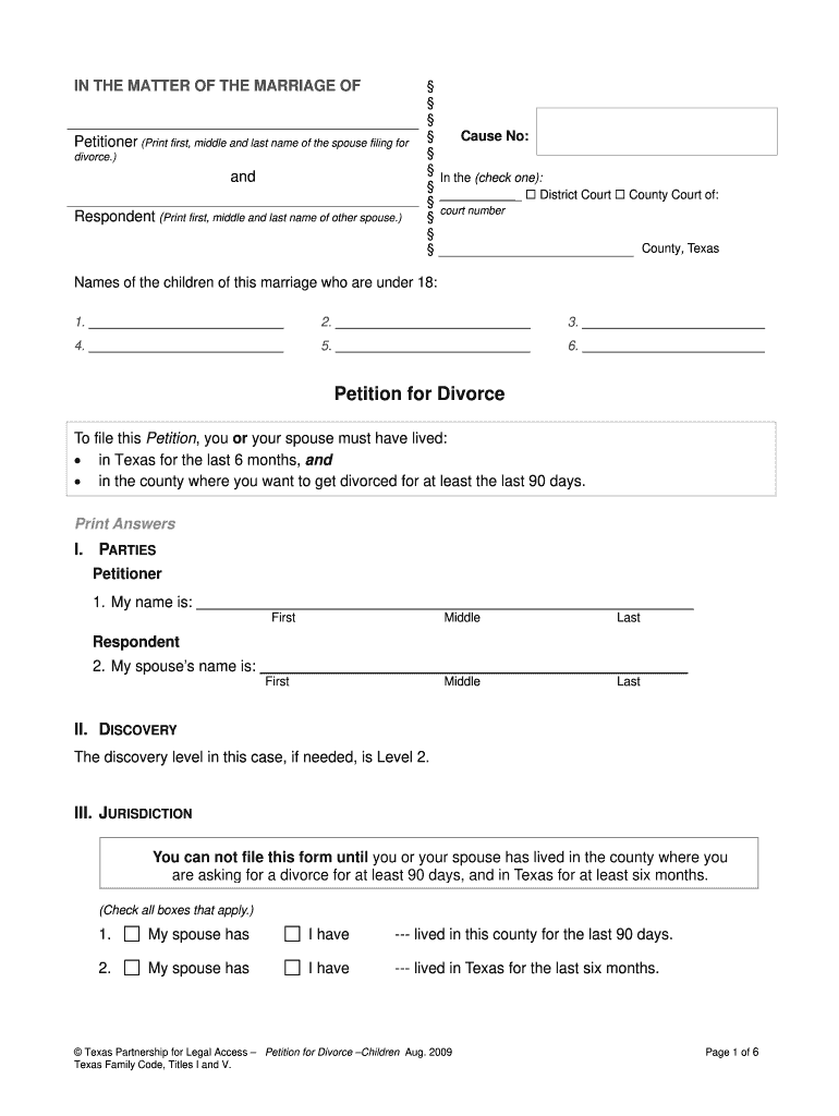 Texas Divorce Forms With Child Pdf 2023: Fill Out &amp;amp; Sign Online inside Free Printable Divorce Forms Texas