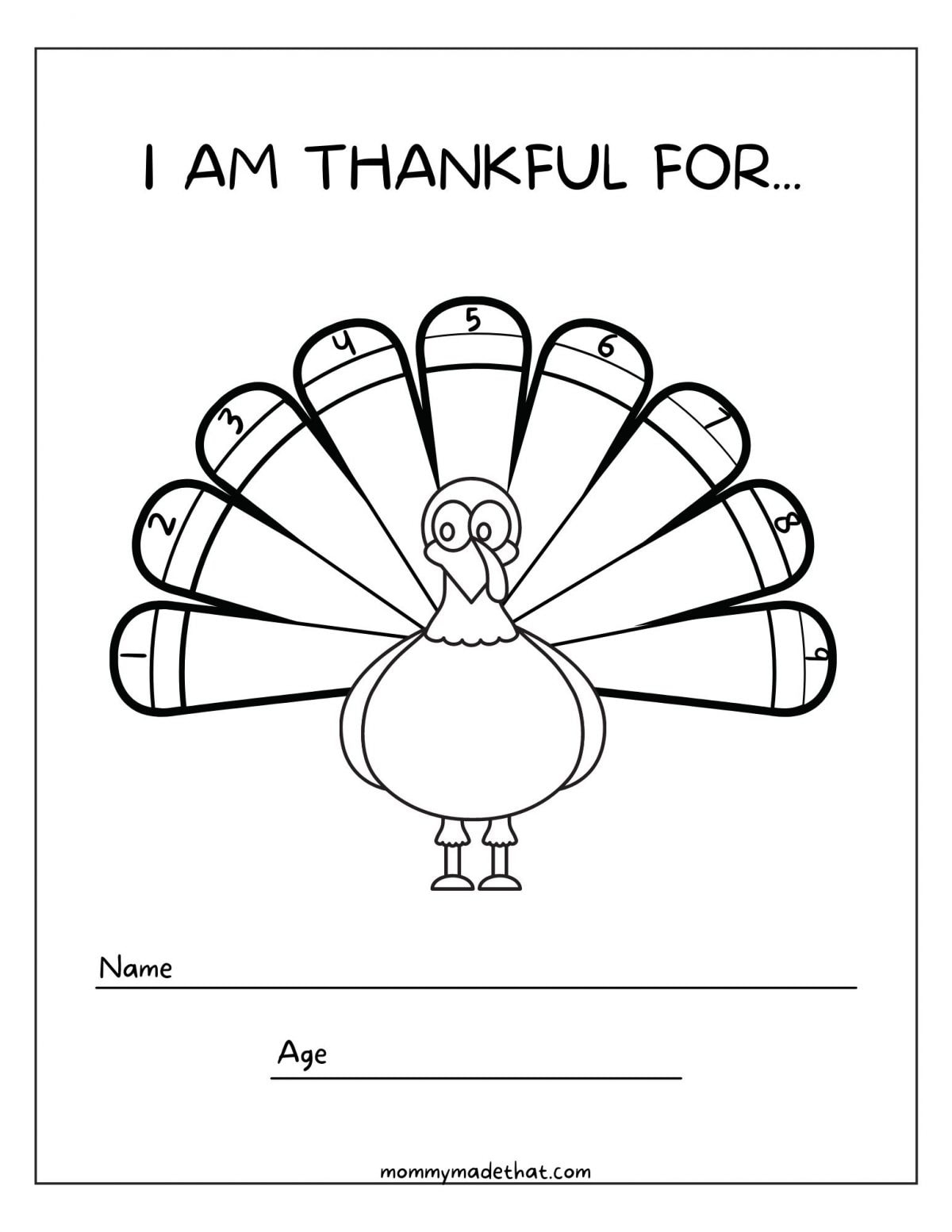 Thankful Turkey Printable with regard to Free Printable Thanksgiving Turkey Template