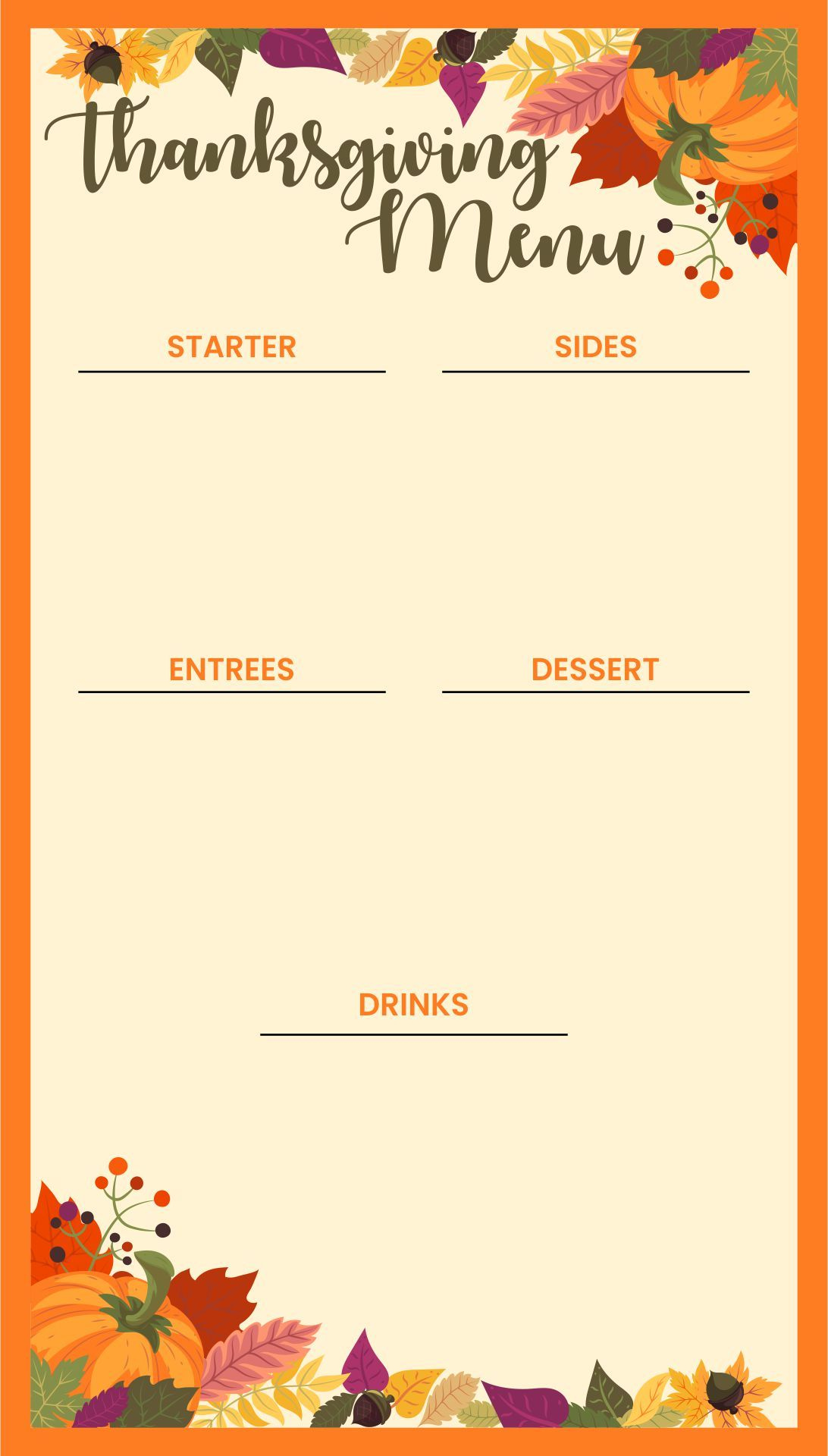 Thanksgiving Day Menu Template | Printable Menu within Free Printable Thanksgiving Menu Template