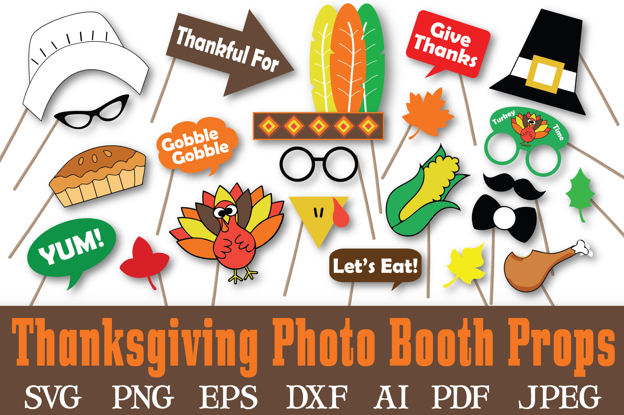 Thanksgiving Photo Booth Props Svg Cut File Dxf Eps Png Svg intended for Free Printable Thanksgiving Photo Props