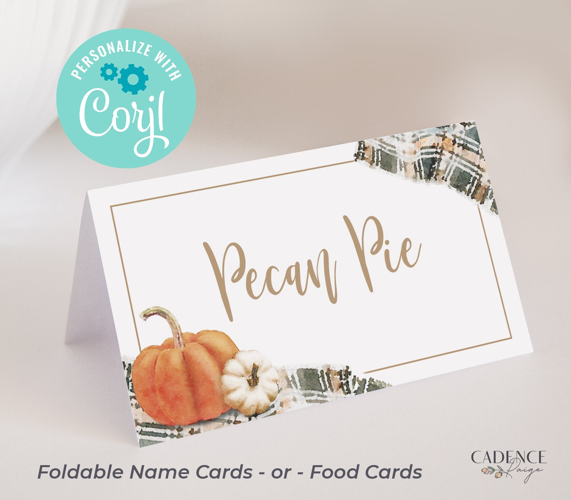 Thanksgiving Place Cards, Thanksgiving Food Signs, Customizable for Free Printable Personalized Thanksgiving Place Cards