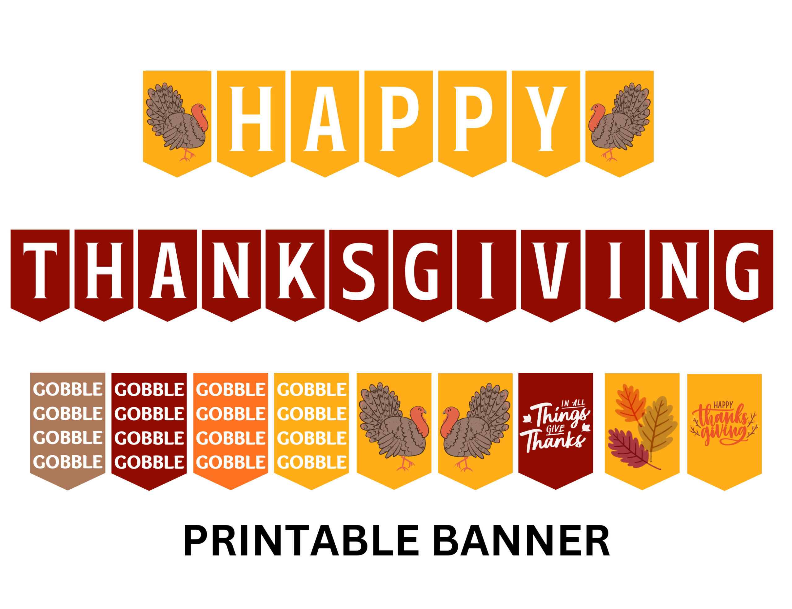 Thanksgiving Printable Banner, Happy Thanksgiving Printable Sign regarding Free Printable Happy Thanksgiving Banner