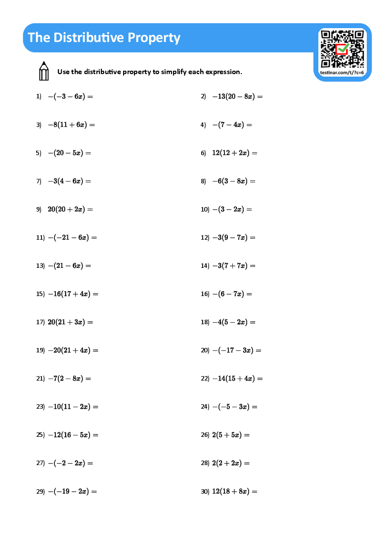 The Distributive Property Worksheets pertaining to Free Printable Distributive Property Worksheets