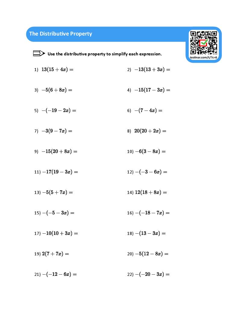 The Distributive Property Worksheets with Free Printable Distributive Property Worksheets