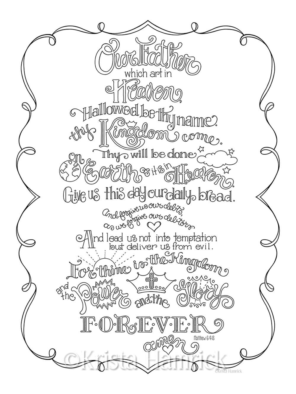 The Lord&amp;#039;S Prayer Coloring Page In Three Sizes: 8.5X11, 8X10 intended for Free Printable Lord&amp;#039;S Prayer Coloring Pages