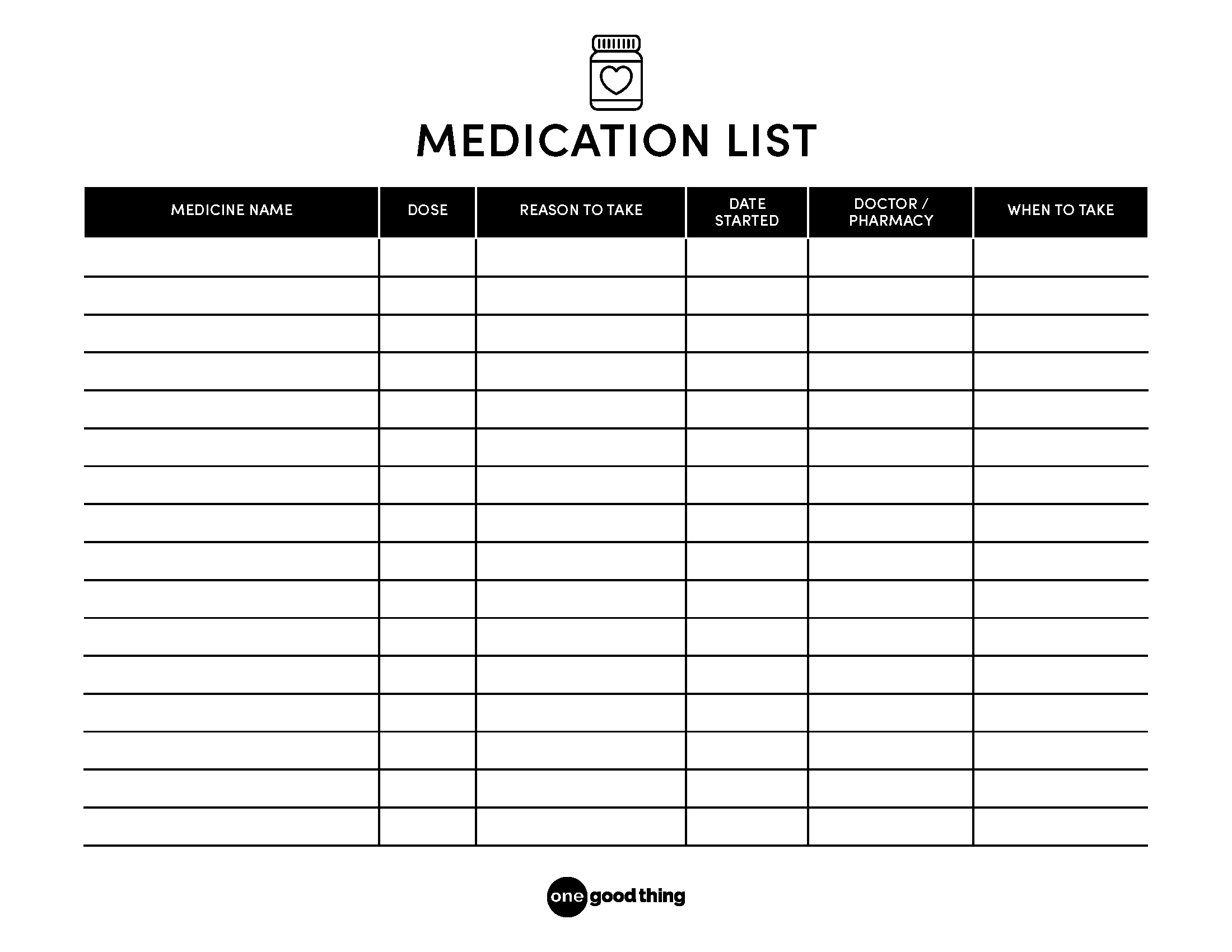 The Only Medication List You Need [Free Printable] with regard to Free Printable Medication List