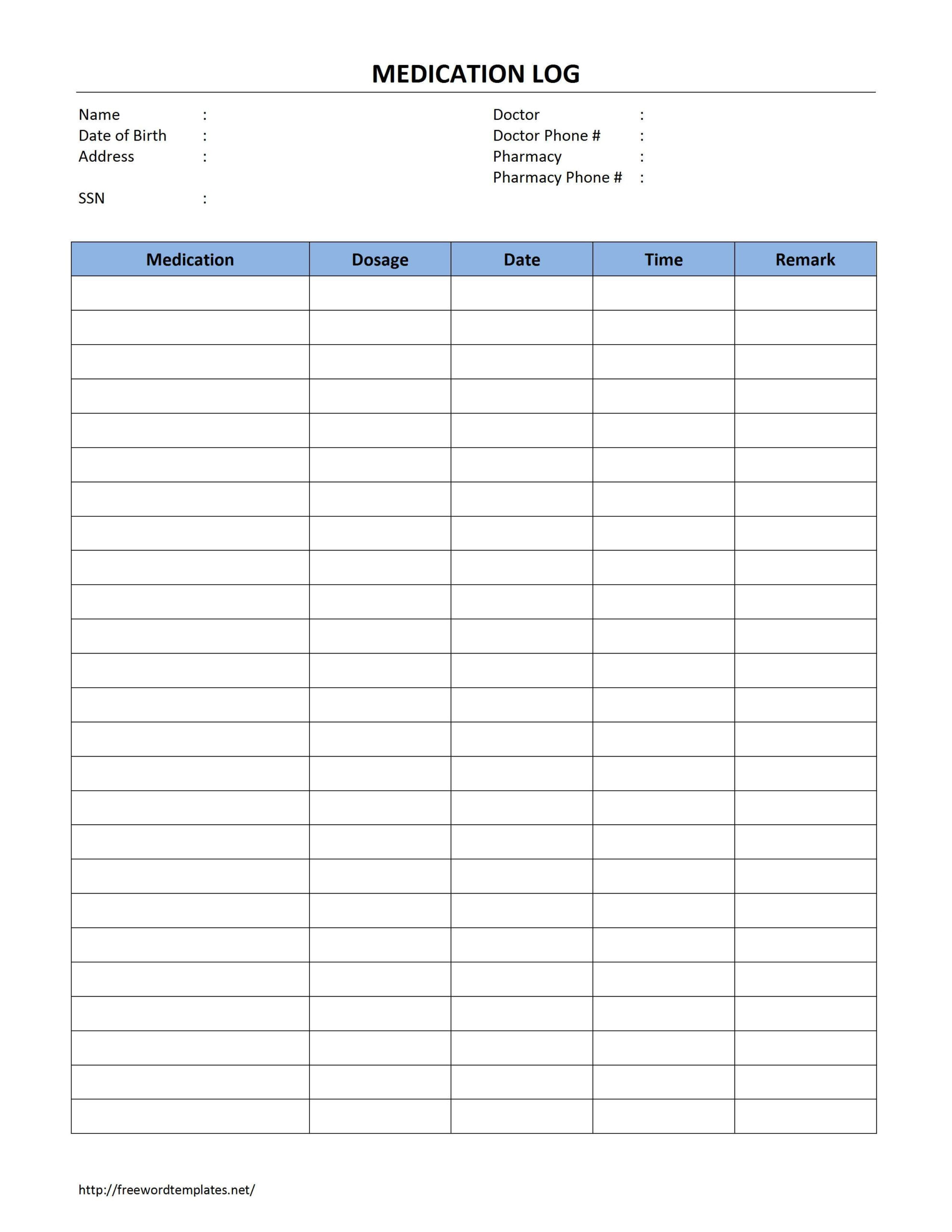 This Is A Medication Log Template That You Can Use To Record Day within Free Printable Medication Chart