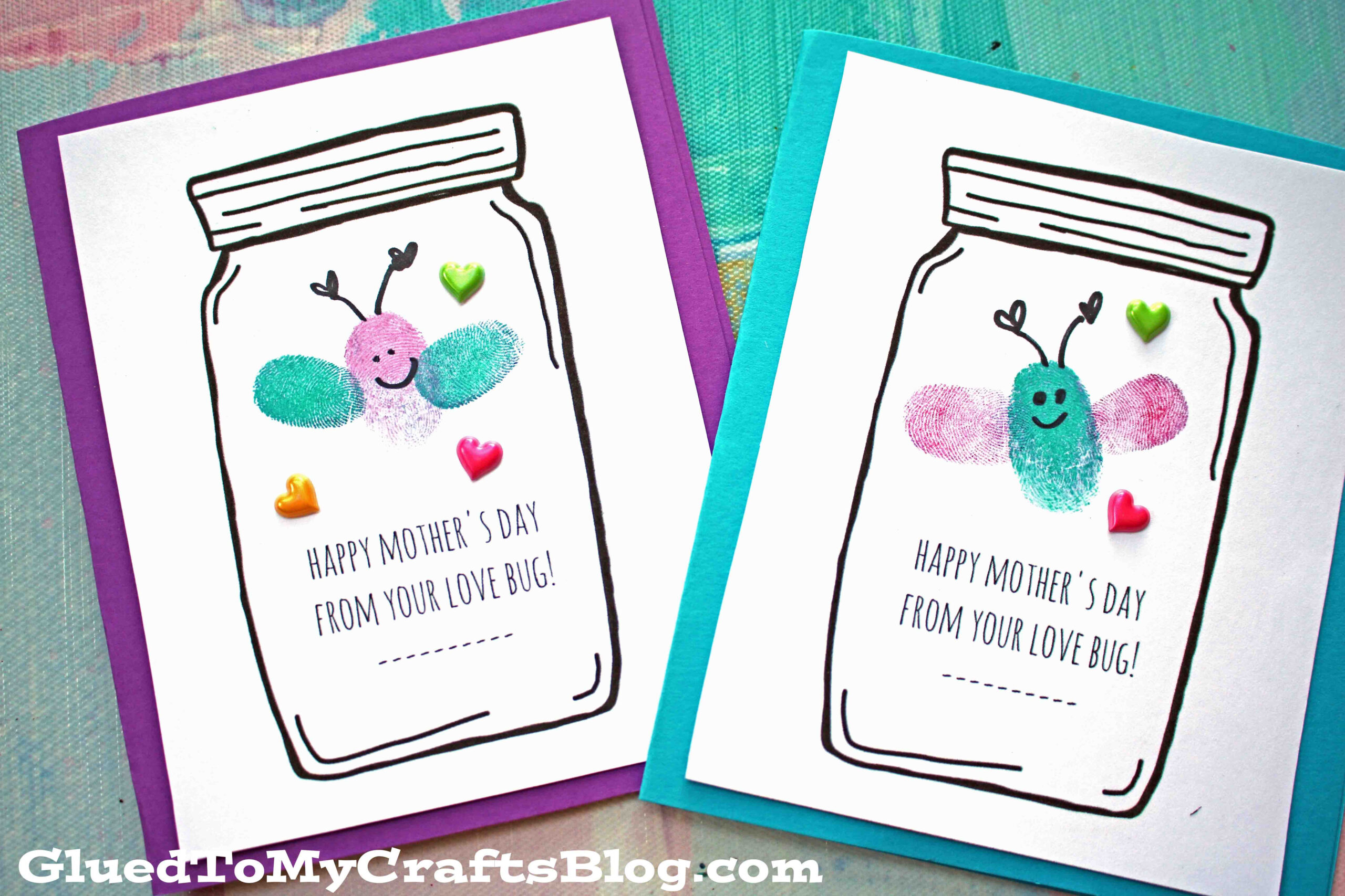 Thumbprint Mother&amp;#039;S Day Love Bug Cards inside Free Printable Mothers Day Crafts