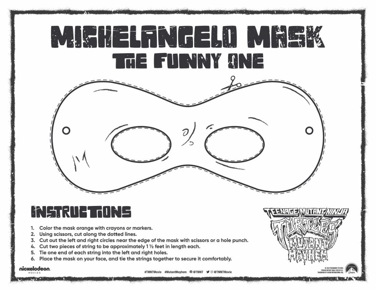 Tmnt Free Printable Michelangelo Mask - Mama Likes This with Teenage Mutant Ninja Turtles Free Printable Mask