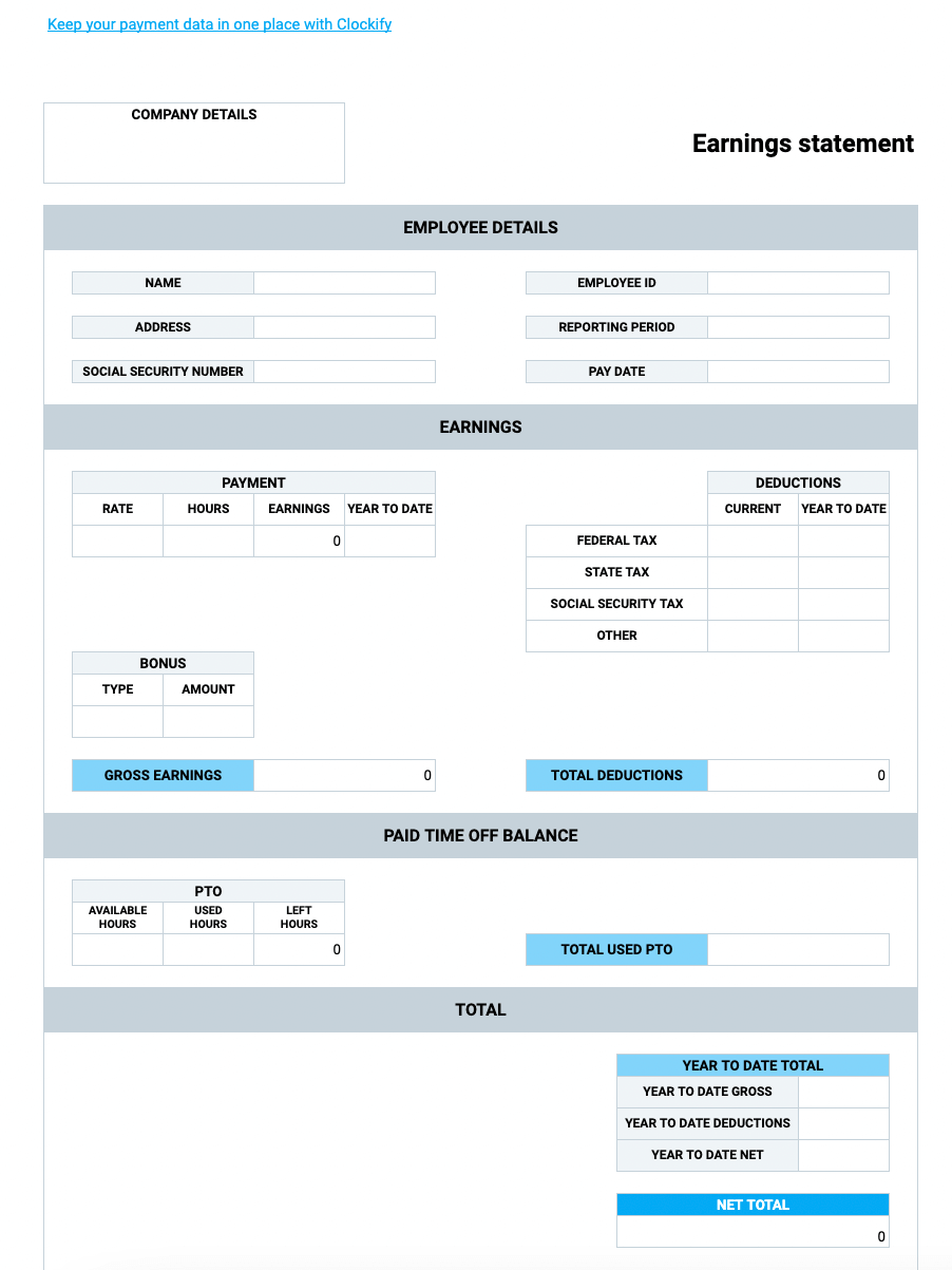 Top 9 Free Editable Pdf Blank Pay Stubs Template | Wps Office Blog for Free Printable Blank Check Stubs