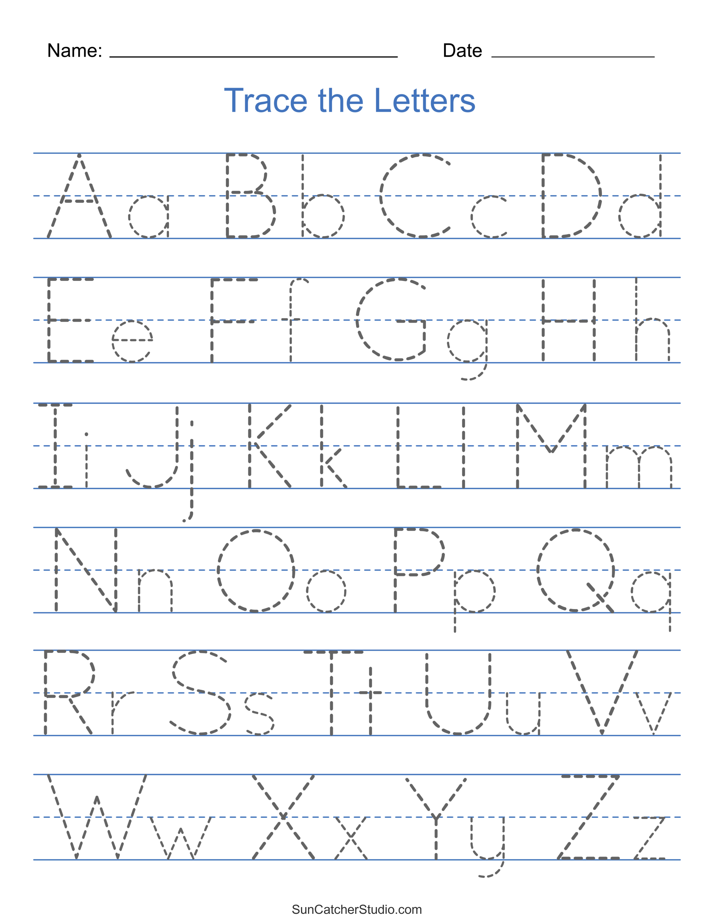 Tracing Alphabet Letters (Printable Handwriting Worksheets) – Diy for Free Printable Alphabet Pages